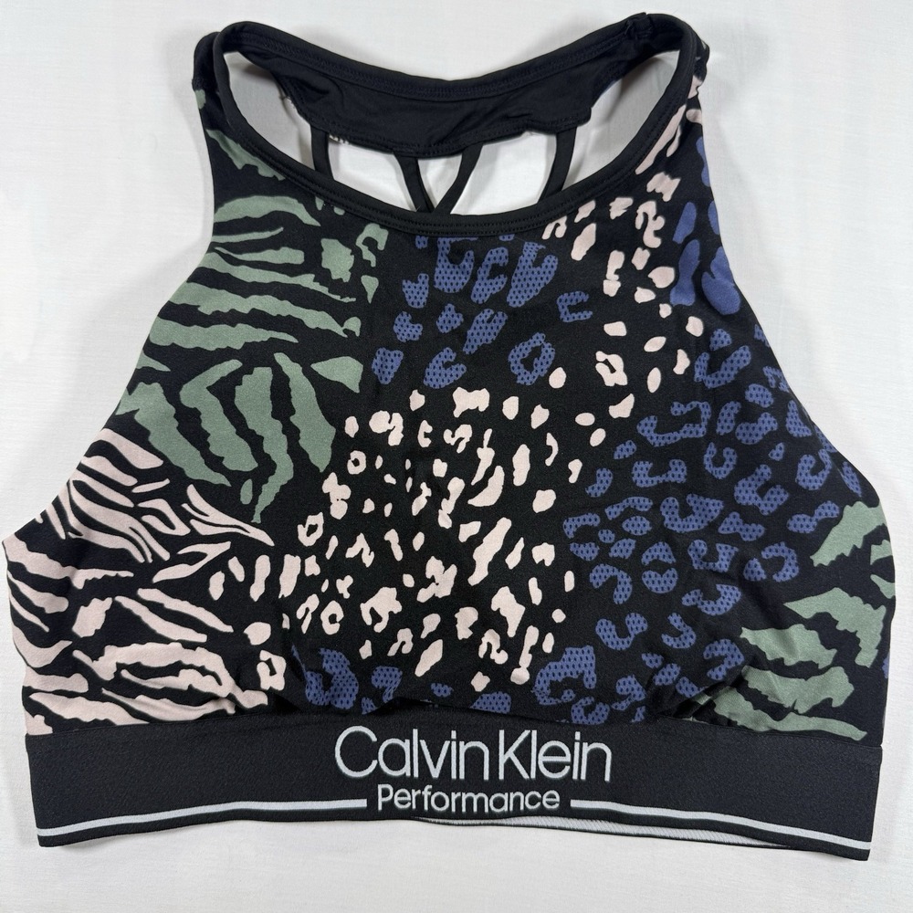 Calvin Klein Performance Cheetah Printed Strappy Impact Sport Bra Size M NWOT